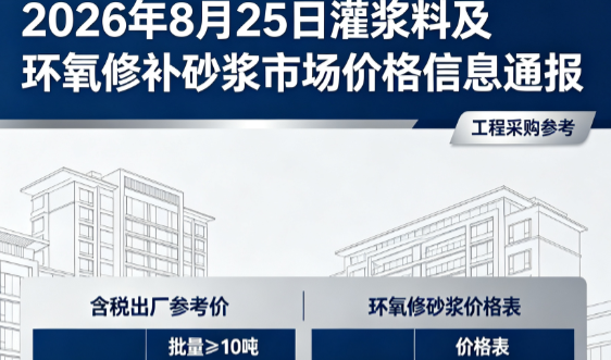 桂平2026年8月25日灌浆料及环氧修补砂浆市场价格信息通报